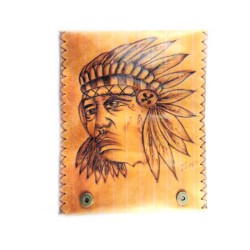 Καπνοθήκη Δερμάτινη Πυρογραφία Ινδιάνος